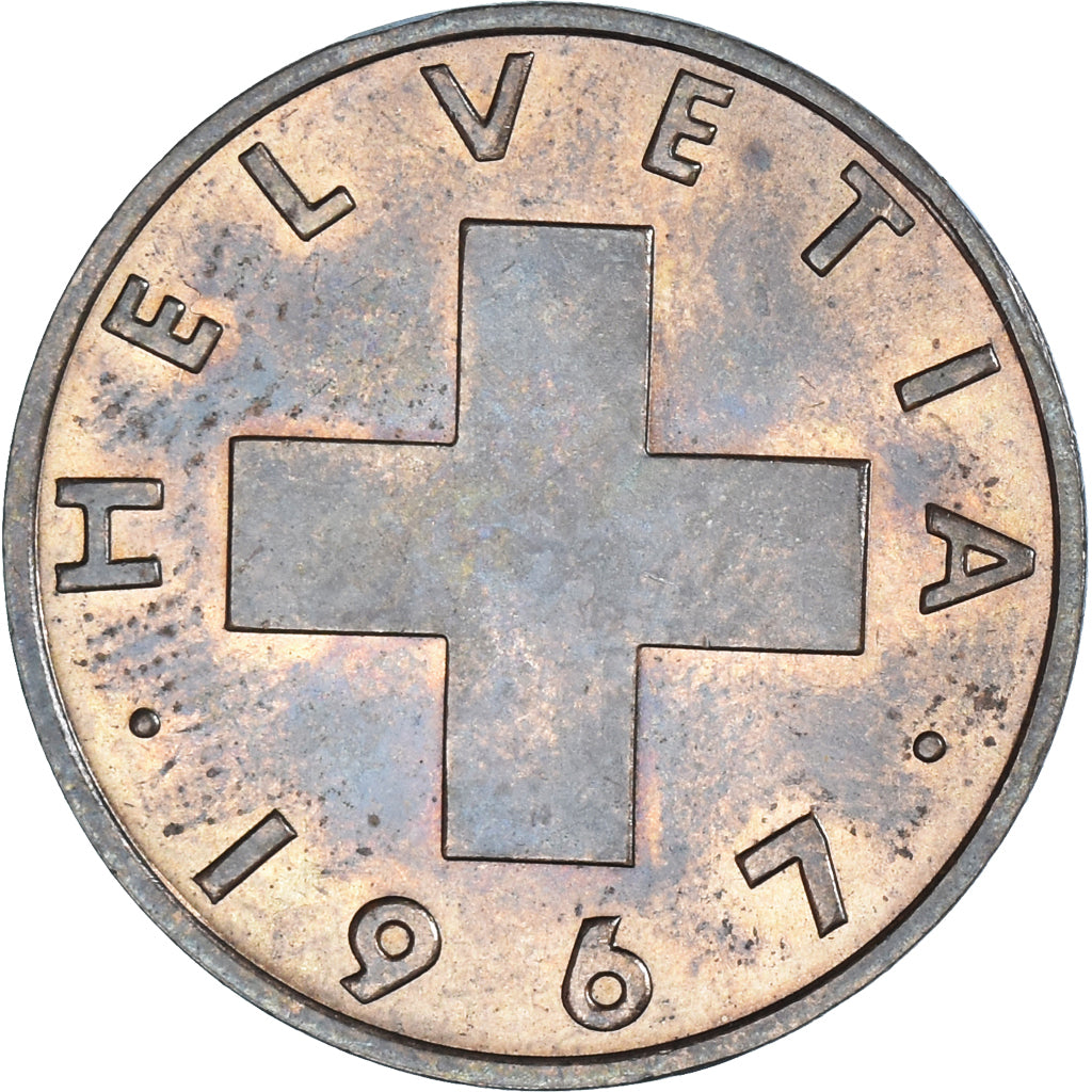 Moneda, Suiza, 2 Rappen, 1967, Bern, MBC, Bronce, KM:47