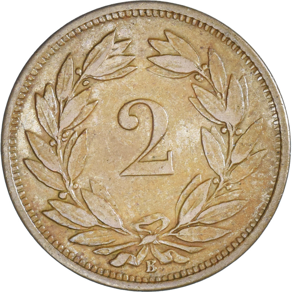 Münze, Schweiz, 2 Rappen, 1890, Bern, SS+, Bronze, KM:4.1