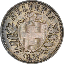 Coin, Switzerland, 2 Rappen, 1937, Bern, AU(50-53), Bronze, KM:4.2a