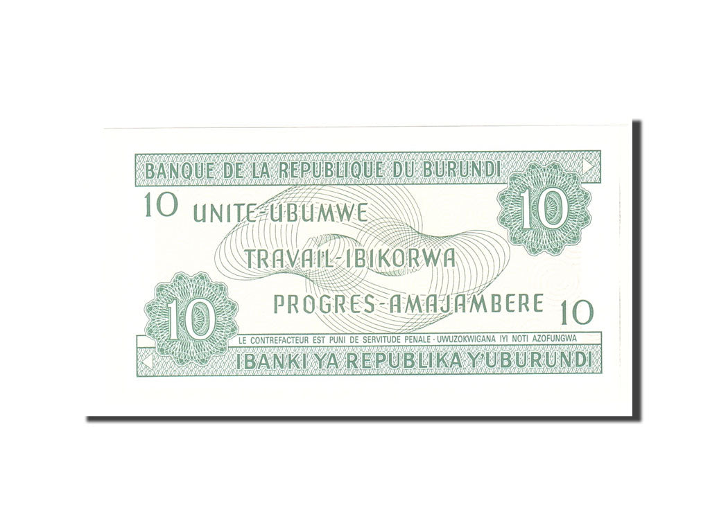 Banknote, Burundi, 10 Francs, 1988, 1988-10-01, KM:33b, UNC(65-70)