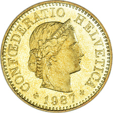 Coin, Switzerland, 5 Rappen, 1987, Bern, BE, MS(65-70), Aluminum-Bronze, KM:26c