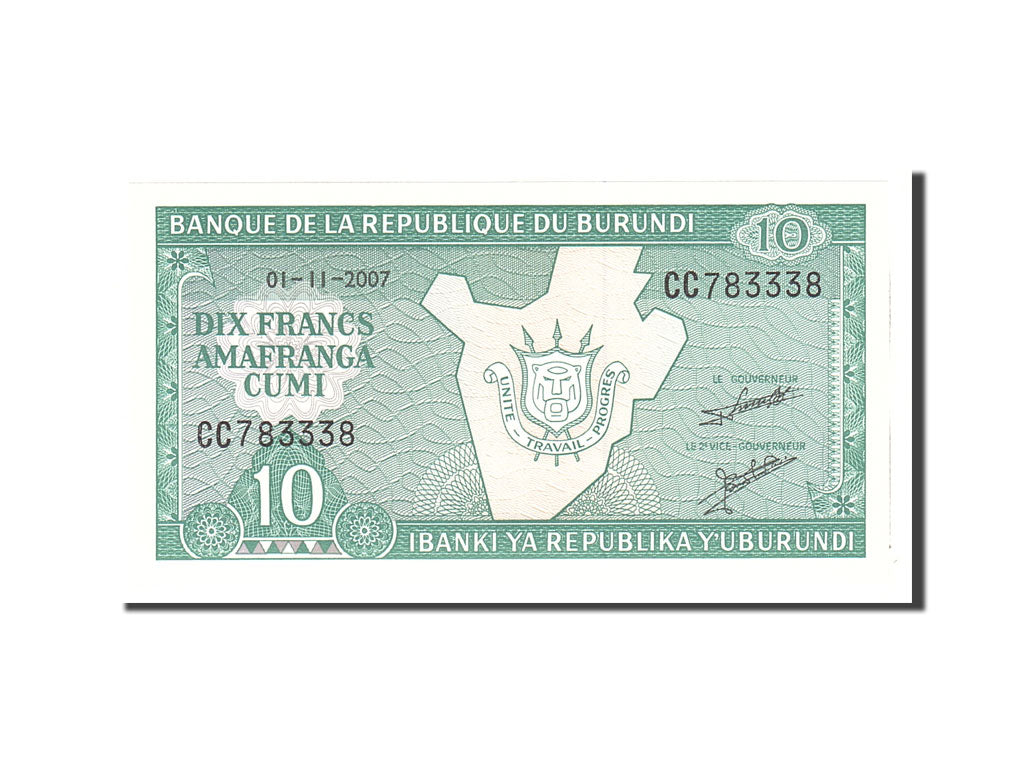 Banknote, Burundi, 10 Francs, 2007, 2007-11-01, KM:33e, UNC(65-70)