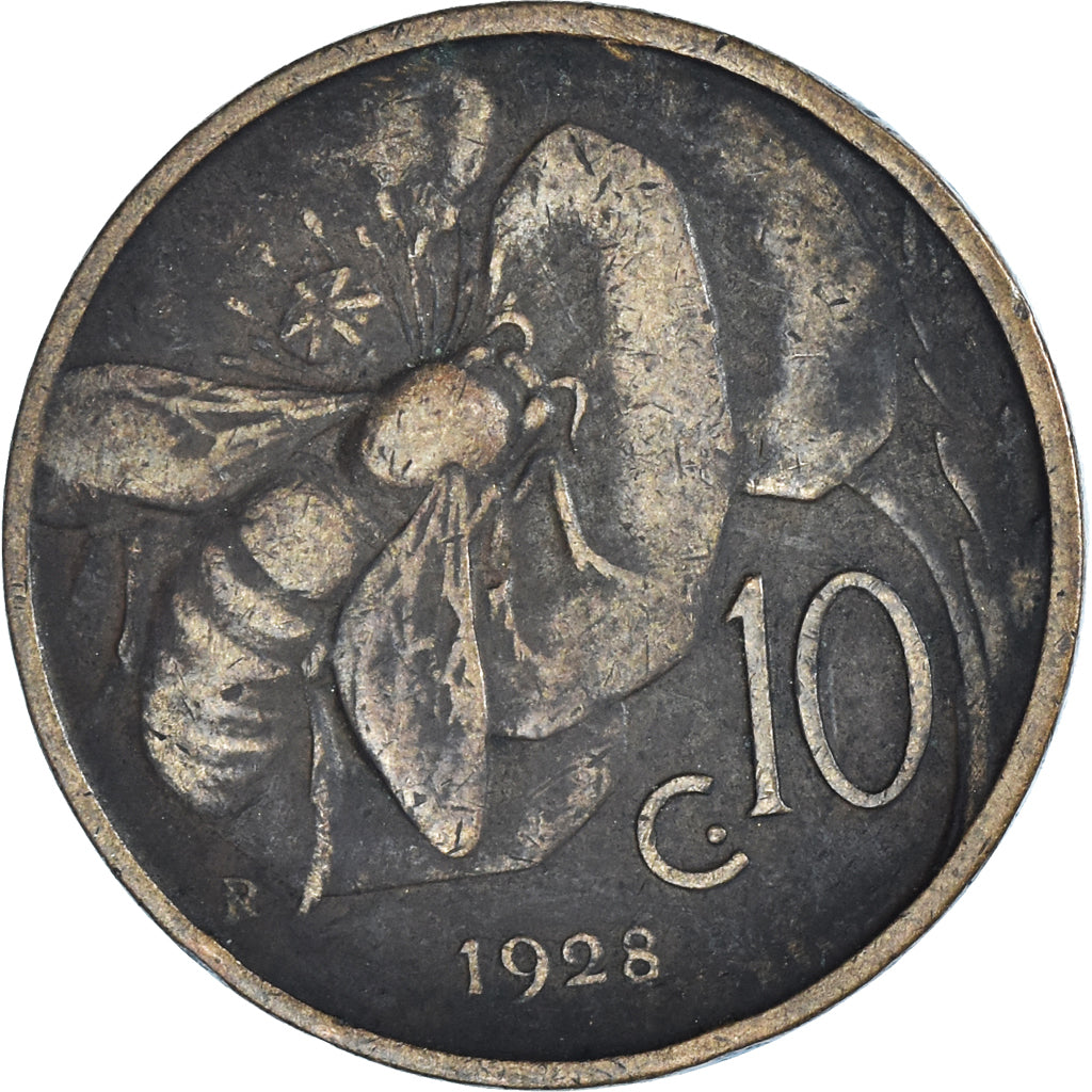 Monnaie, Italie, Vittorio Emanuele III, 10 Centesimi, 1928, Rome, TB+, Bronze