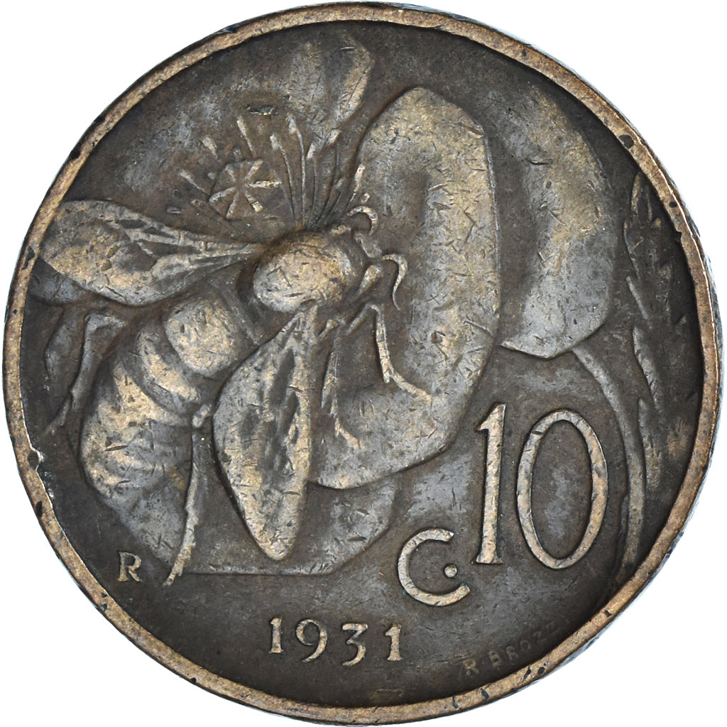 Münze, Italien, Vittorio Emanuele III, 10 Centesimi, 1931, Rome, S+, Bronze