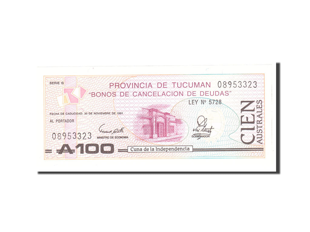 Banknote, Argentina, 100 Australes, Undated, Undated, KM:S2715, UNC(65-70)