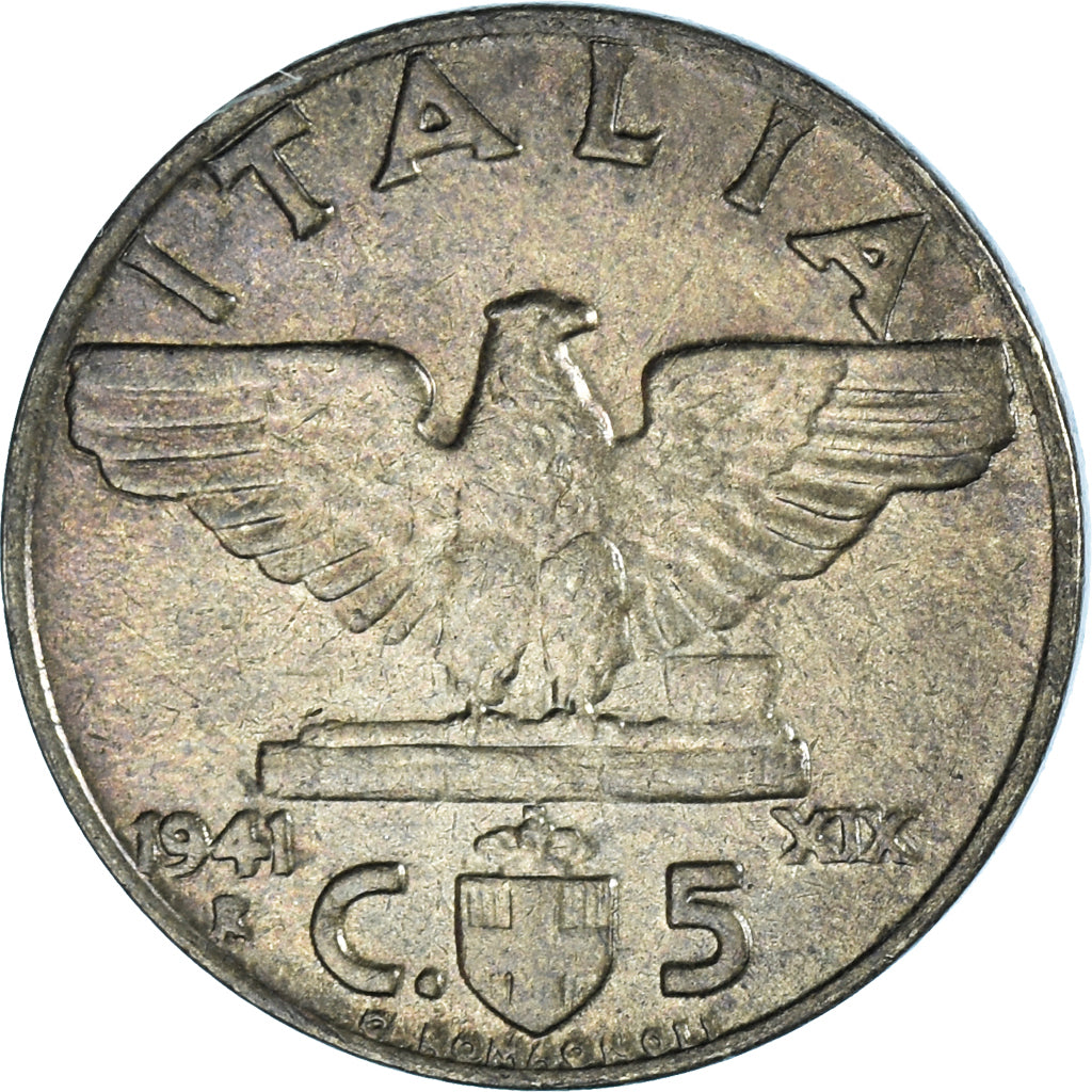 Coin, Italy, Vittorio Emanuele III, 5 Centesimi, 1941, Rome, AU(50-53)