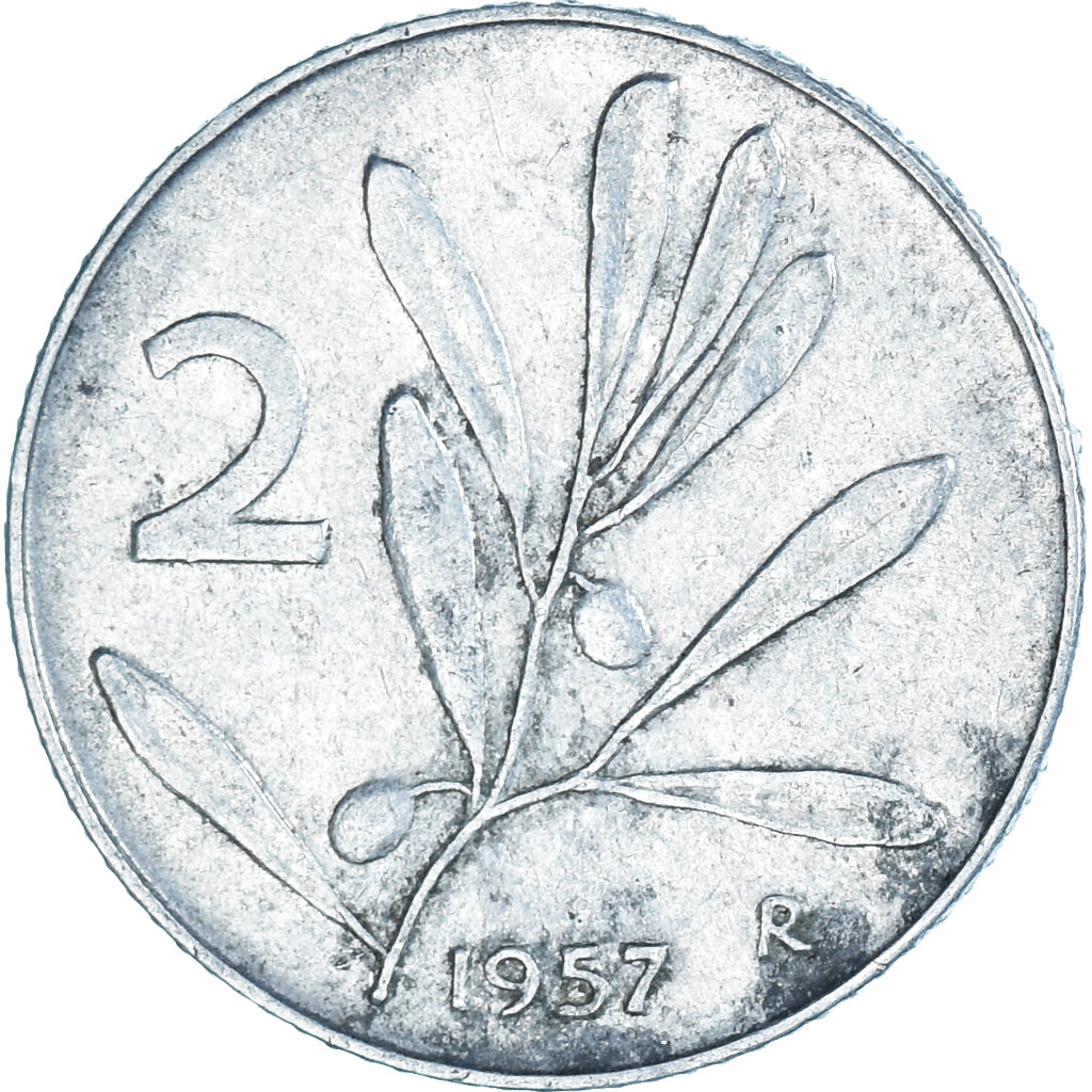 Munten, Italië, 2 Lire, 1957, Rome, FR, Aluminium, KM:94