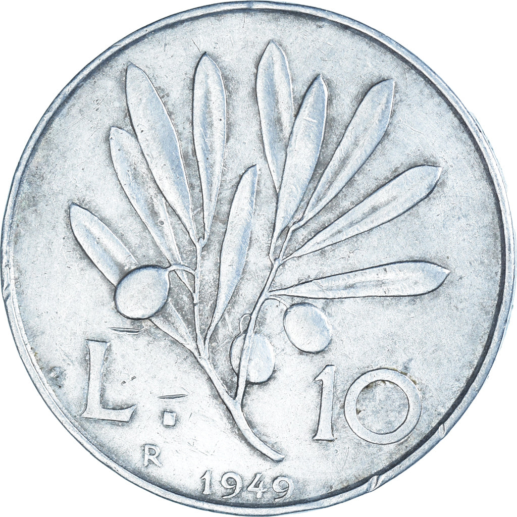 Moneta, Italia, 10 Lire, 1949, Rome, BB, Alluminio, KM:90