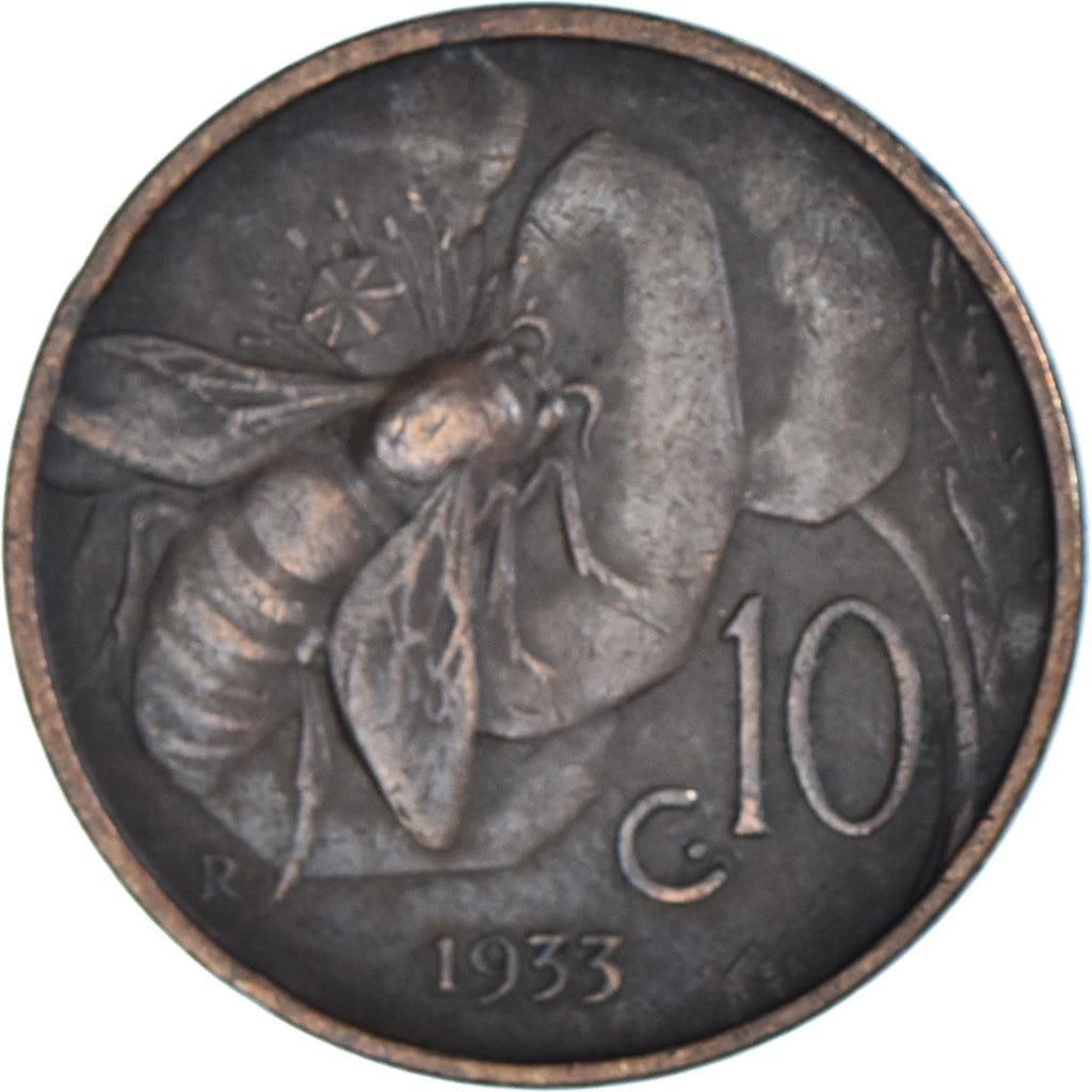 Munten, Italië, Vittorio Emanuele III, 10 Centesimi, 1933, Rome, ZF, Bronzen