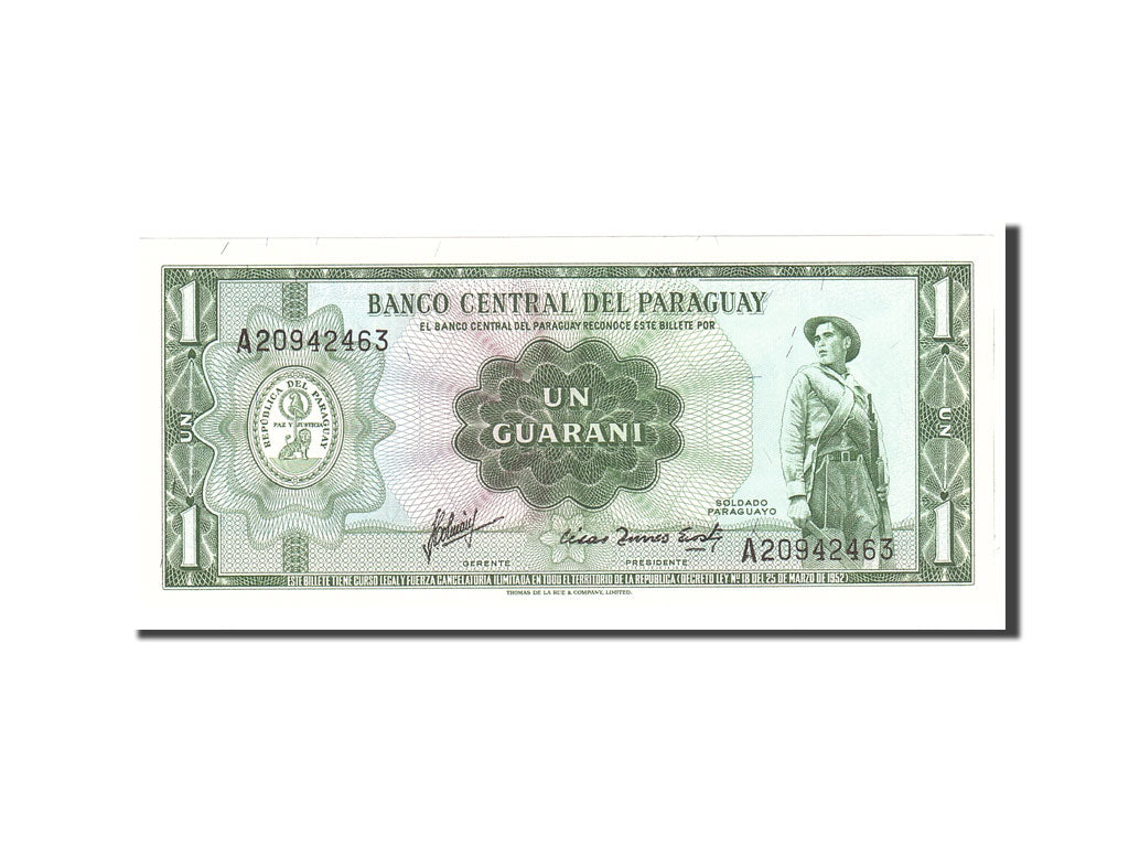 Billete, 1 Guarani, 1952, Paraguay, KM:193a, Undated, UNC