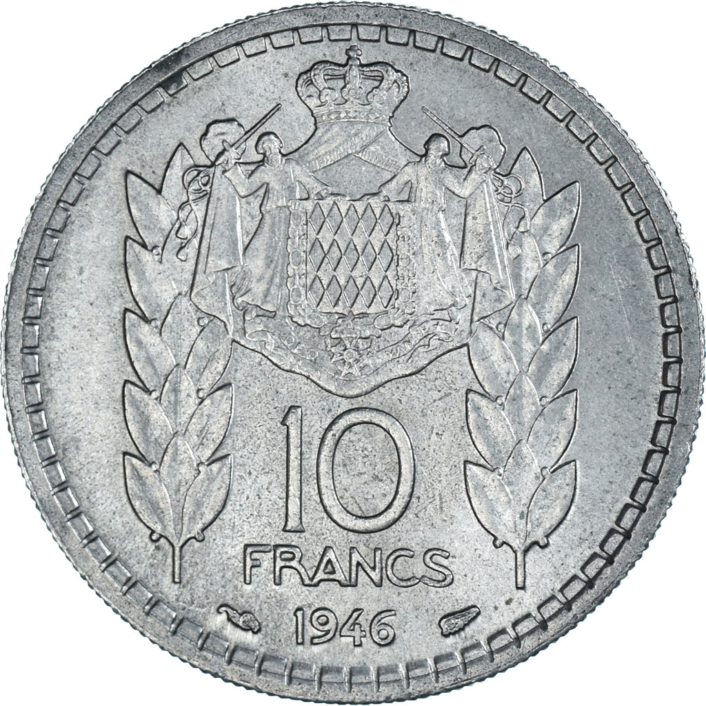 Coin, Monaco, 10 Francs, 1946, EF(40-45), Copper-nickel, KM:123, Gadoury:MC136
