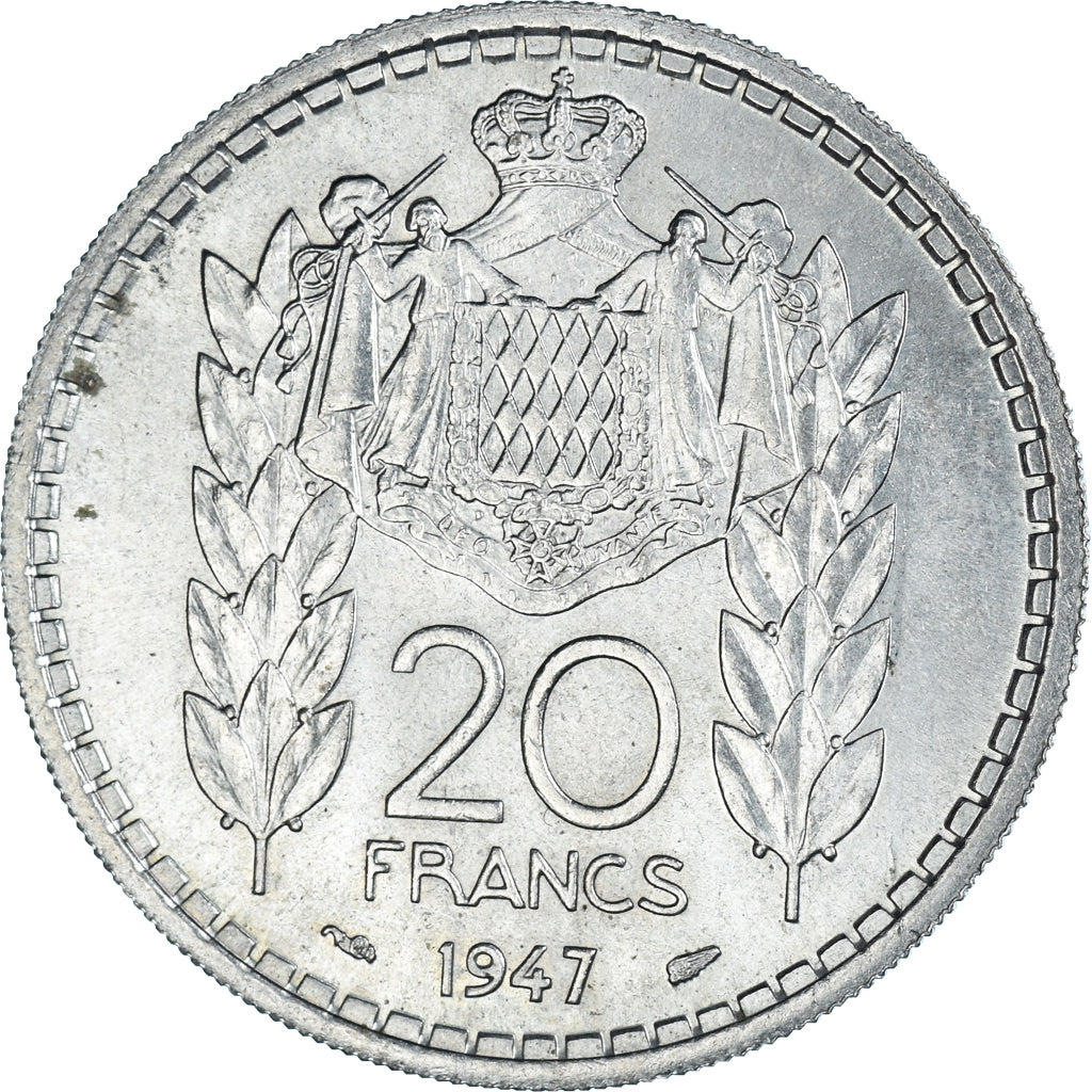Monnaie, Monaco, Louis II, 20 Francs, Vingt, 1947, Poissy, TTB, Cupro-nickel