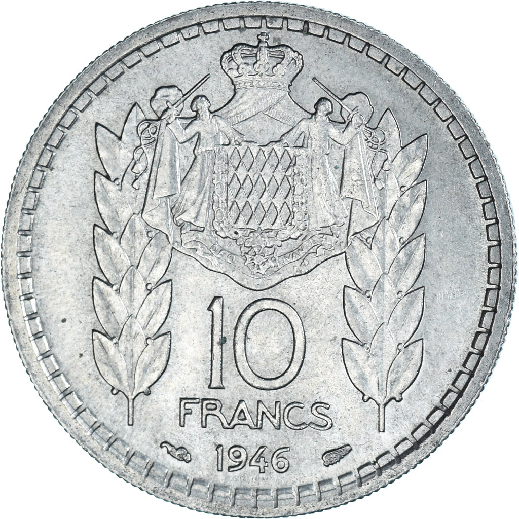 Coin, Monaco, 10 Francs, 1946, EF(40-45), Copper-nickel, KM:123, Gadoury:MC136