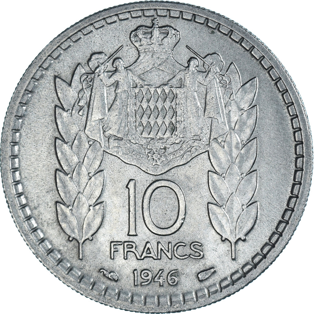 Coin, Monaco, 10 Francs, 1946, EF(40-45), Copper-nickel, KM:123, Gadoury:MC136
