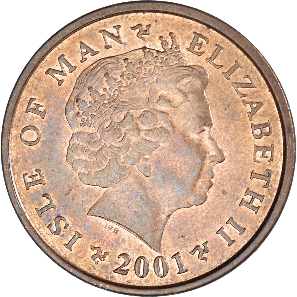 Moneta, Isola di Man, Elizabeth II, 2 Pence, 2001, Pobjoy Mint, BB, Acciaio