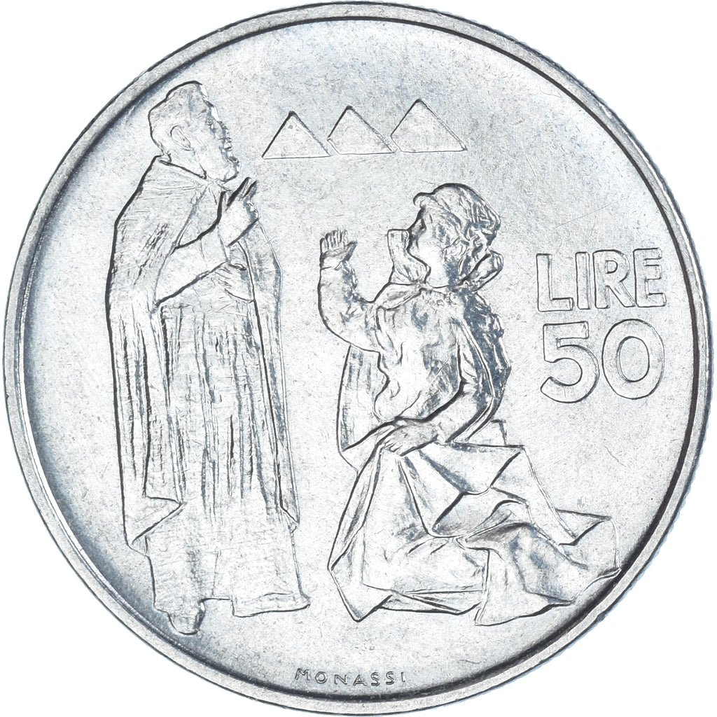 Moeda, San Marino, 50 Lire, 1972, Rome, FDC, AU(50-53), Aço, KM:19