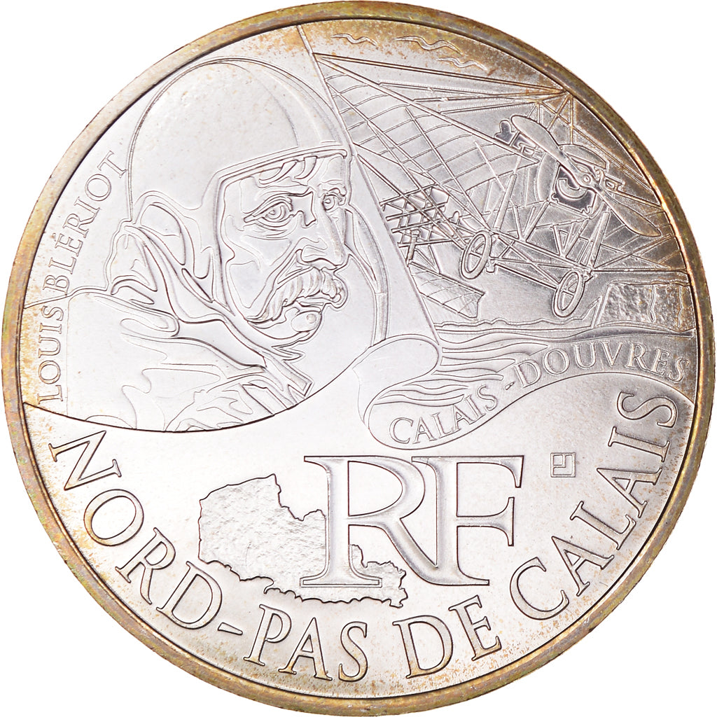 France, 10 Euro, 2012, Paris, Nord-Pas De Calais .FDC, MS(65-70), Silver