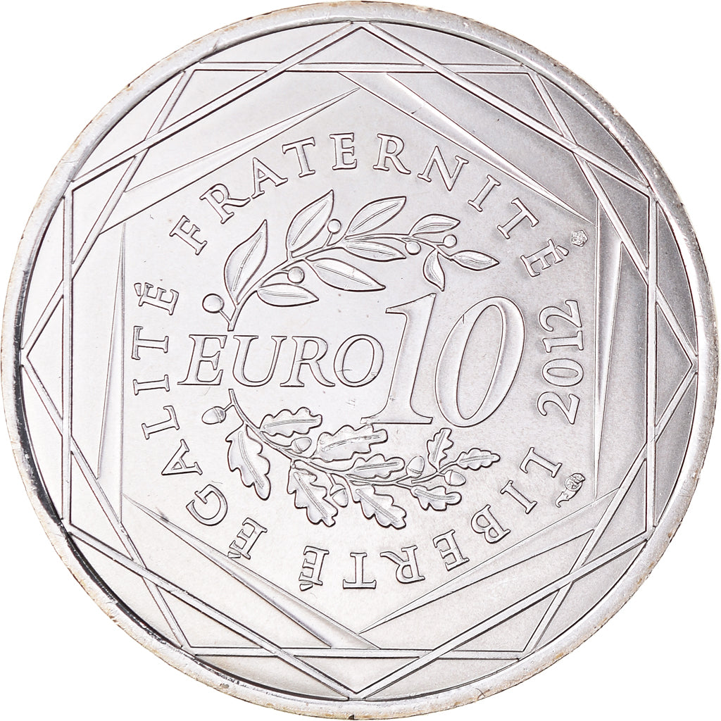 France, 10 Euro, 2012, Paris, Picardie., MS(65-70), Silver, KM:1882