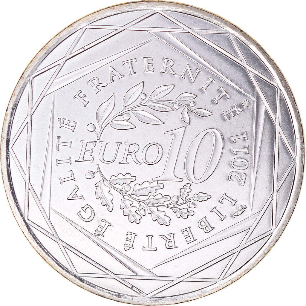 France, 10 Euro, Rhône Alpes, 2011, Rhône-Alpes, MS(65-70), Silver