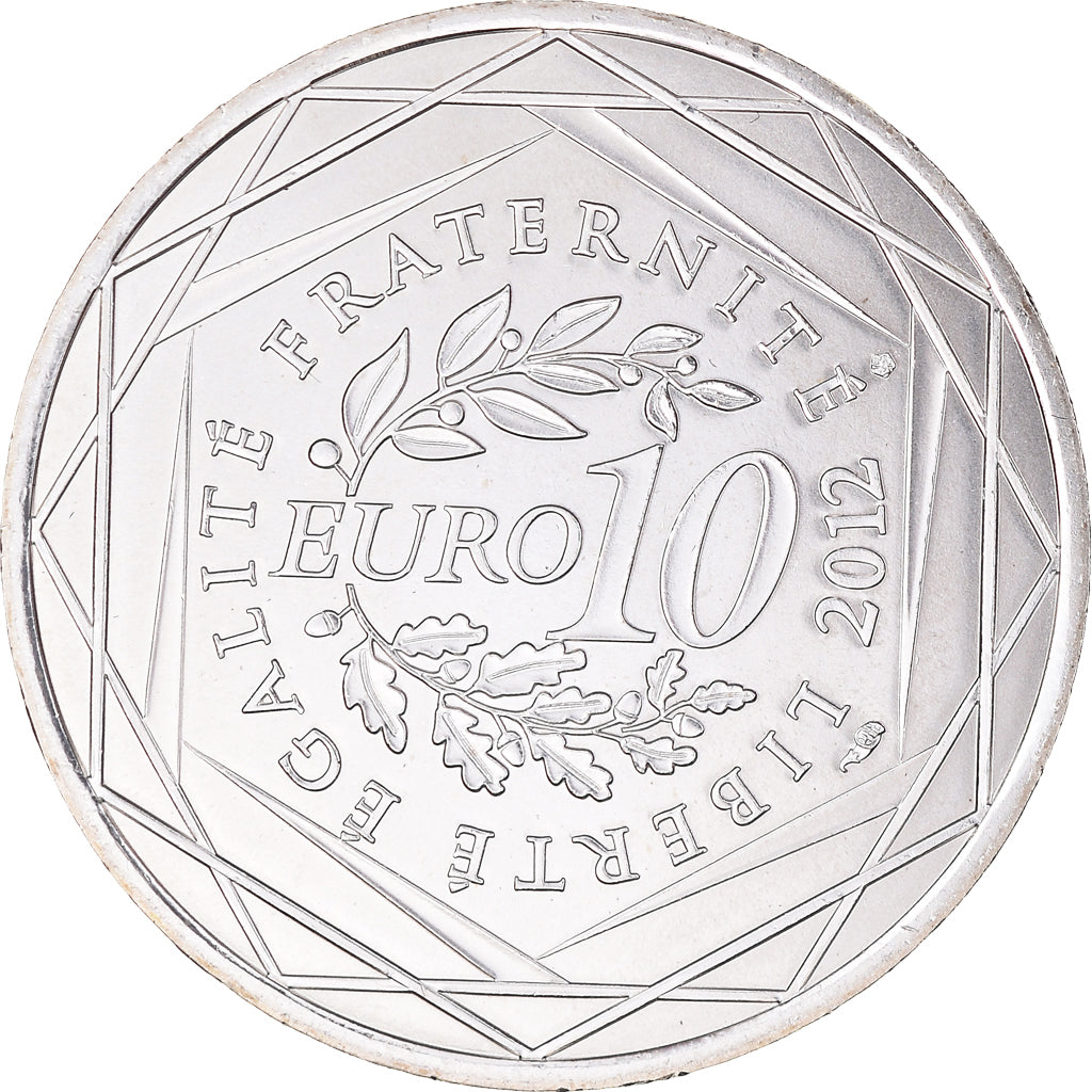 France, 10 Euro, 2012, Paris, Provence Alpes Côte d'Azur, MS(65-70), Silver