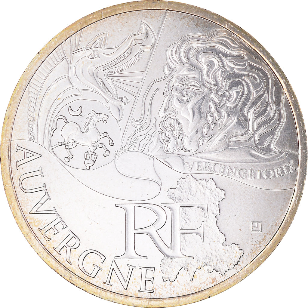 France, 10 Euro, 2012, Paris, Auvergne, MS(65-70), Silver, KM:1864