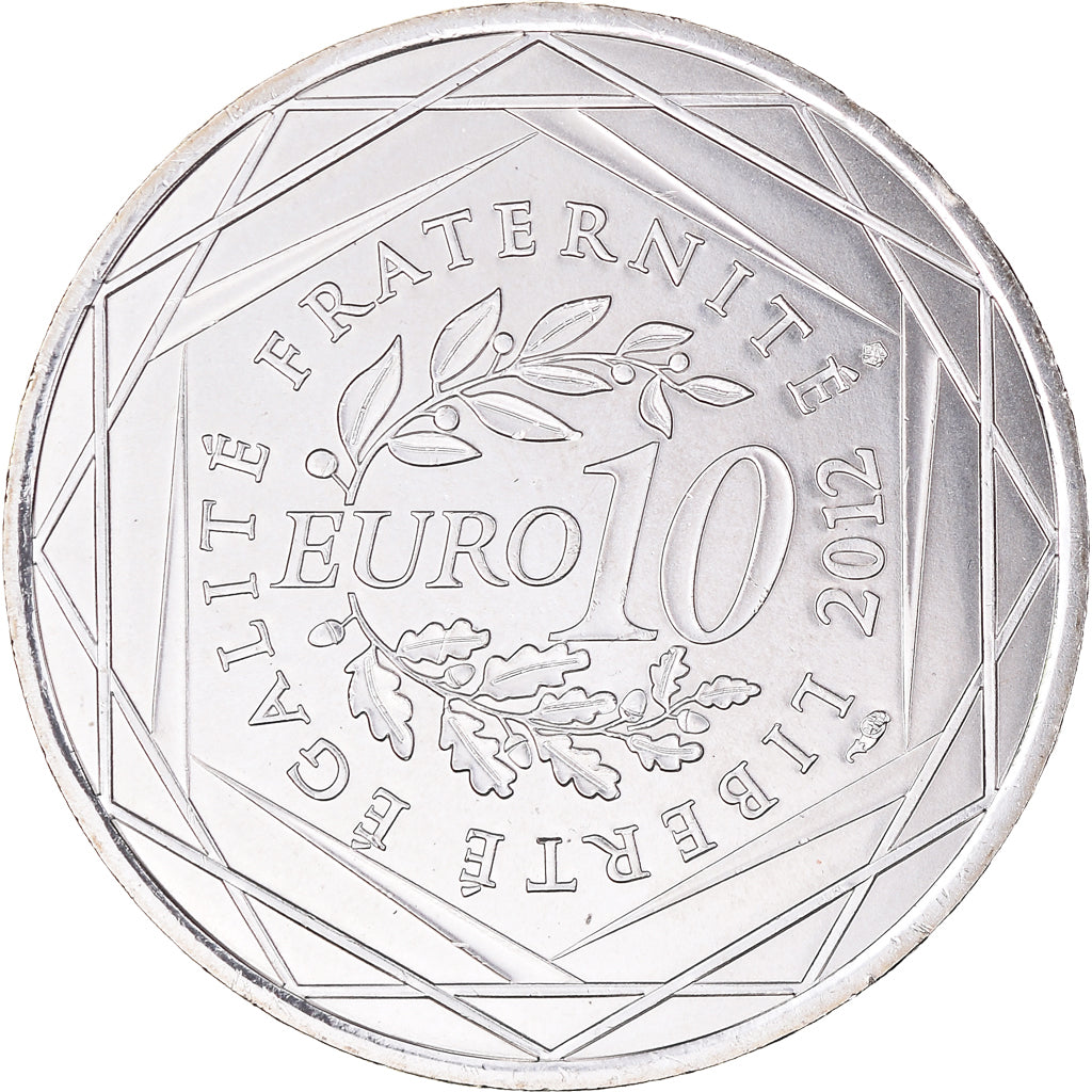 France, 10 Euro, 2012, Paris, Auvergne, MS(65-70), Silver, KM:1864