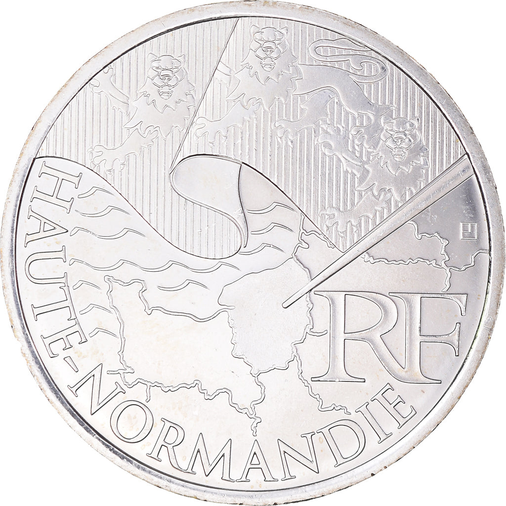 France, 10 Euro, Haute Normandie, 2010, Paris, MS(63), Silver, KM:1656