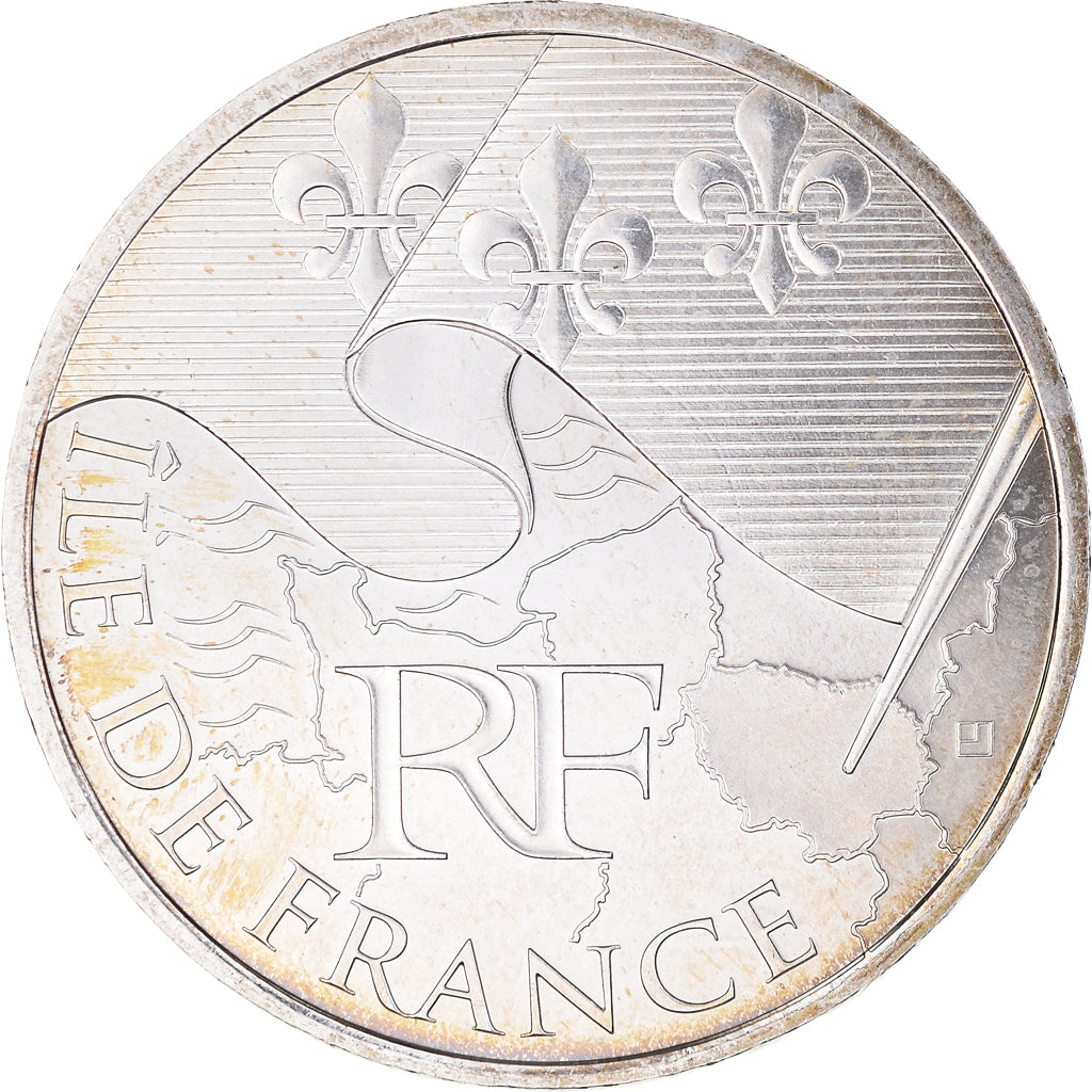 France, 10 Euro, 2010, Paris, Ile De France, MS(63), Silver, KM:1657