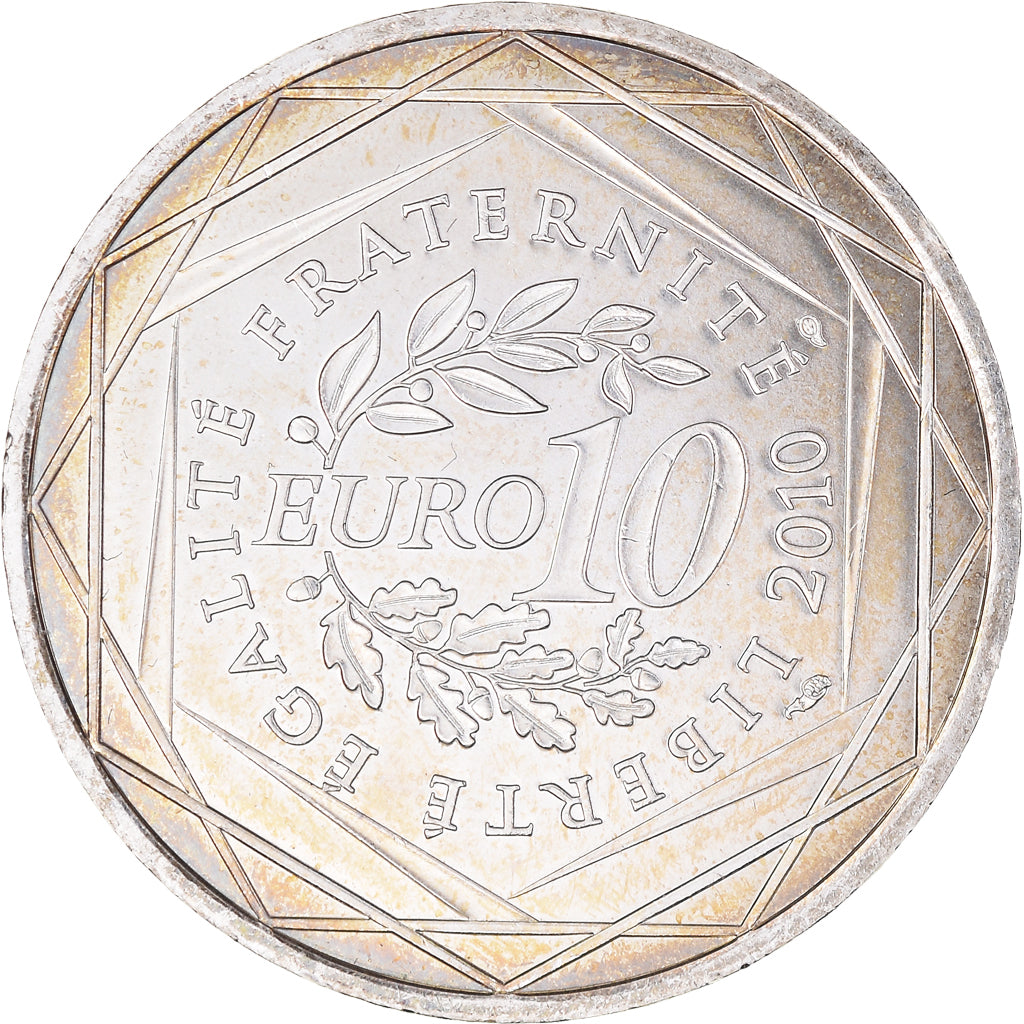 France, 10 Euro, 2010, Paris, Ile De France, MS(63), Silver, KM:1657
