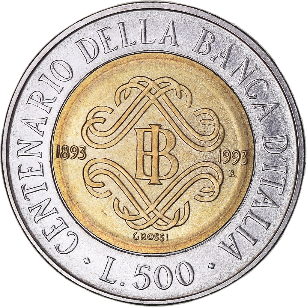 Coin, Italy, 500 Lire, 1993, Rome, AU(50-53), Bi-Metallic, KM:160