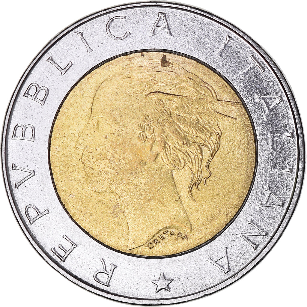 Coin, Italy, 500 Lire, 1997, Rome, AU(50-53), Bi-Metallic, KM:187