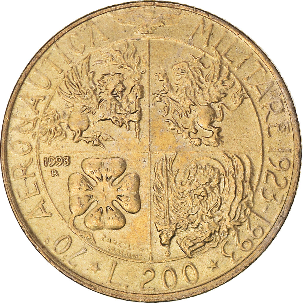 Coin, Italy, 200 Lire, 1993, Rome, EF(40-45), Bronzital, KM:155