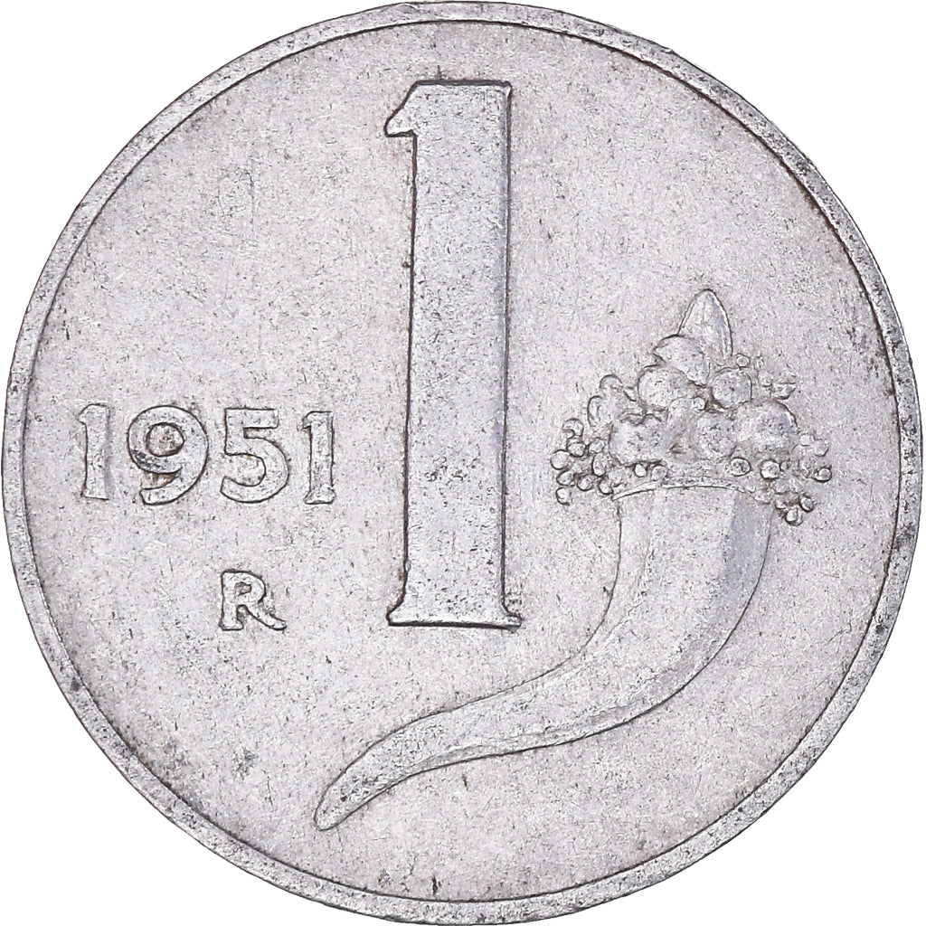 Coin, Italy, Lira, 1951, Rome, VF(30-35), Aluminum, KM:91