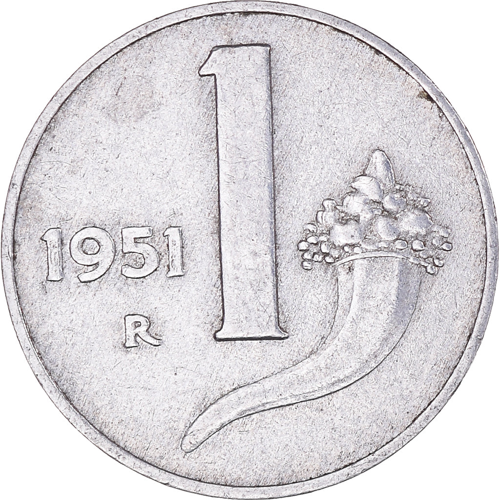 Coin, Italy, Lira, 1951, Rome, VF(30-35), Aluminum, KM:91
