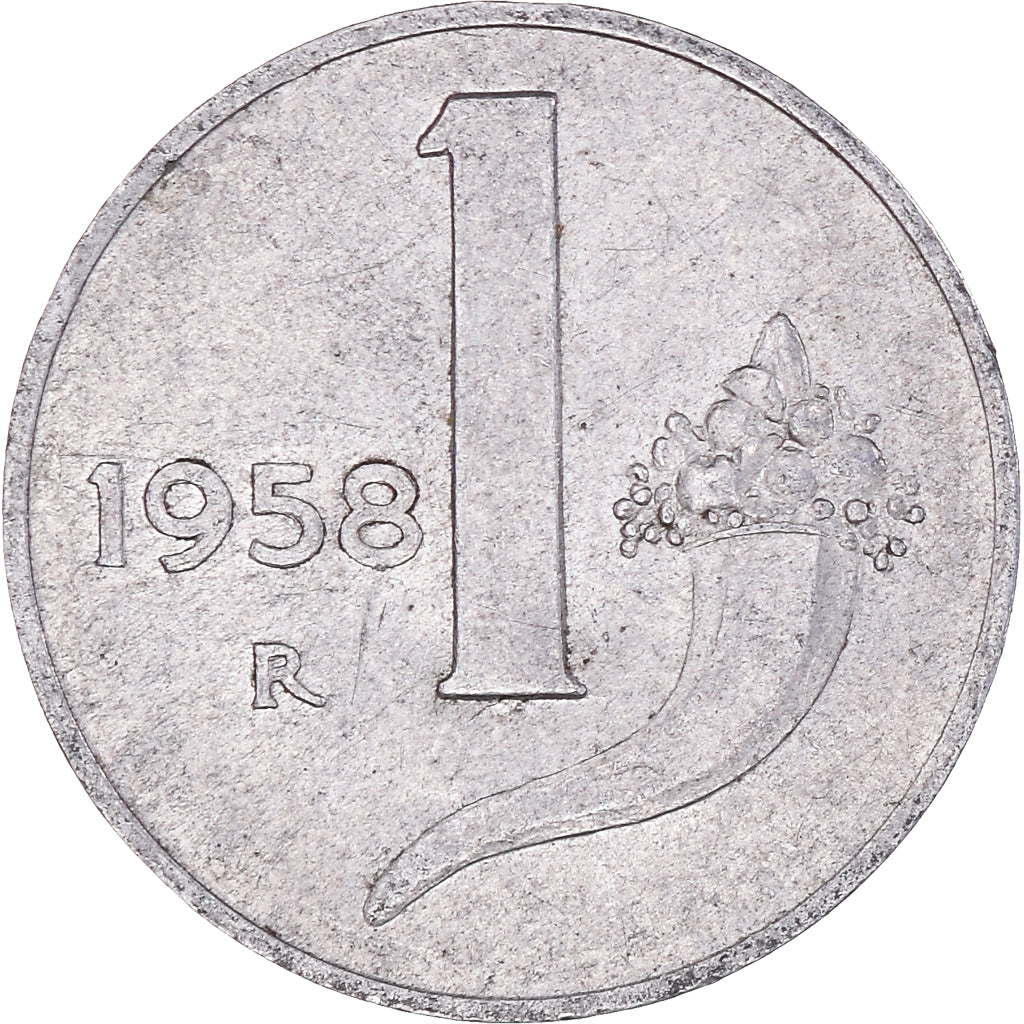 Coin, Italy, Lira, 1958, Rome, VF(20-25), Aluminum, KM:91