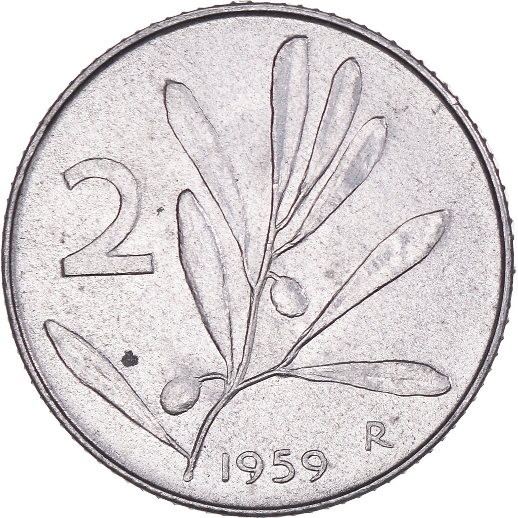 Monnaie, Italie, 2 Lire, 1959, Rome, TTB, Aluminium, KM:94