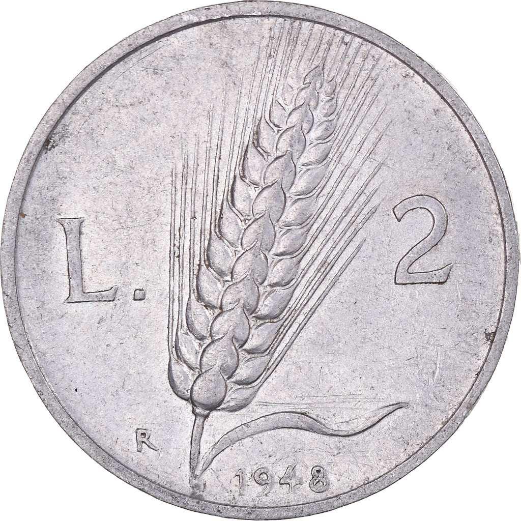 Coin, Italy, 2 Lire, 1948, Rome, EF(40-45), Aluminum, KM:88