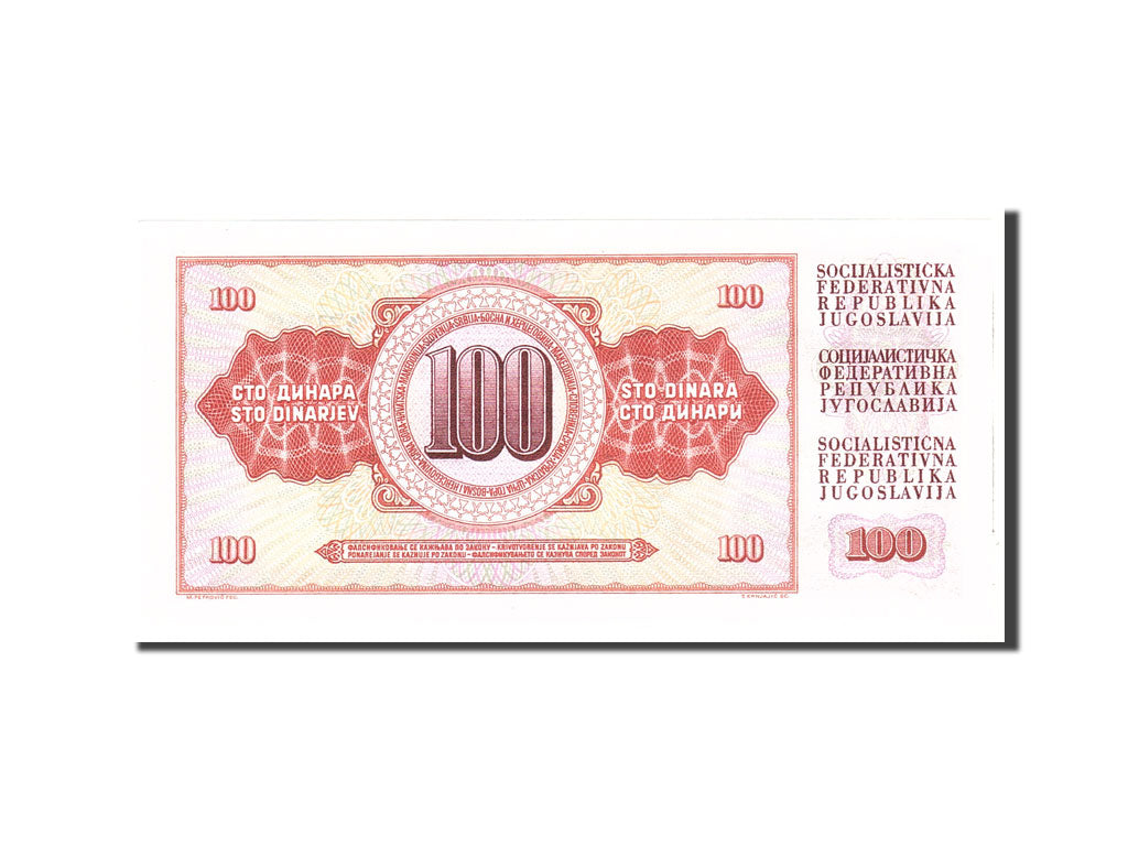 Banconote, Iugoslavia, 100 Dinara, 1965, KM:80b, 1965-08-01, FDS