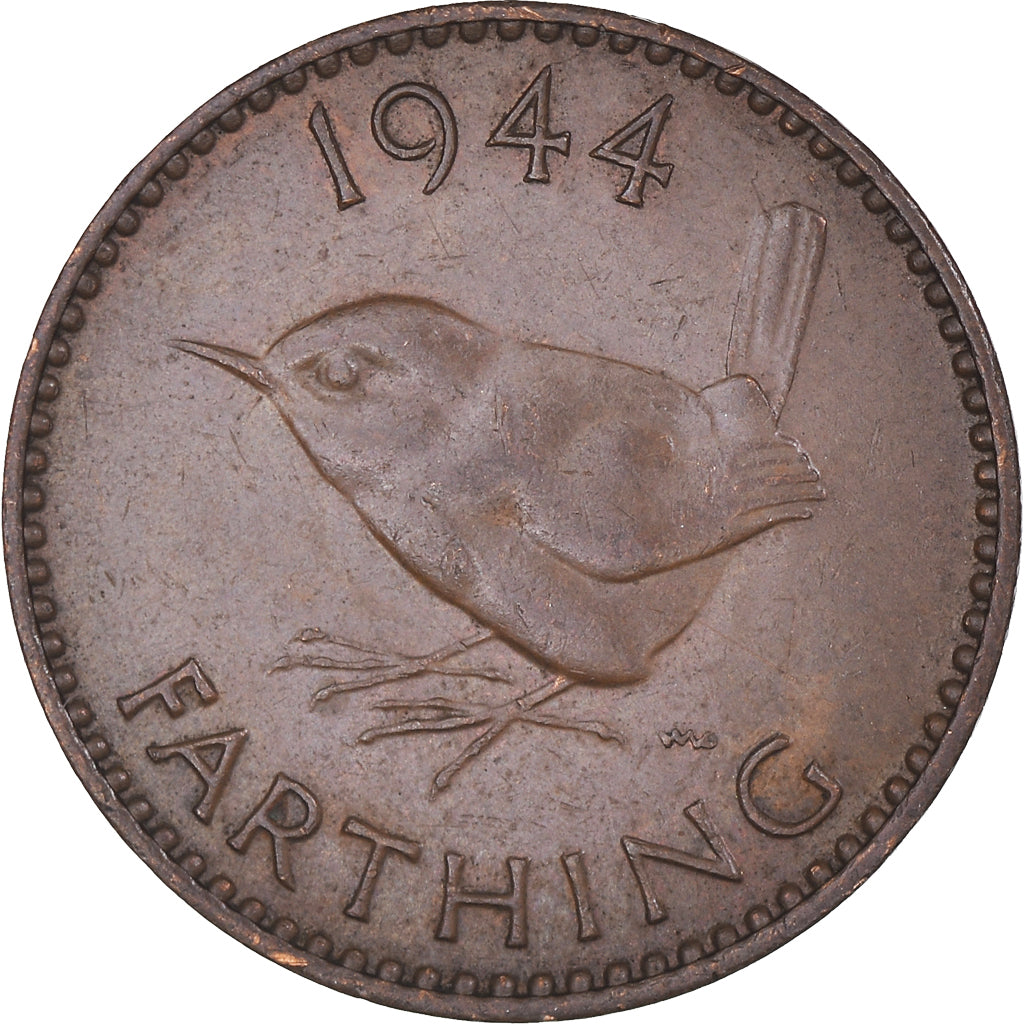 Munten, Groot Bretagne, George VI, Farthing, 1944, ZF+, Bronzen, KM:843