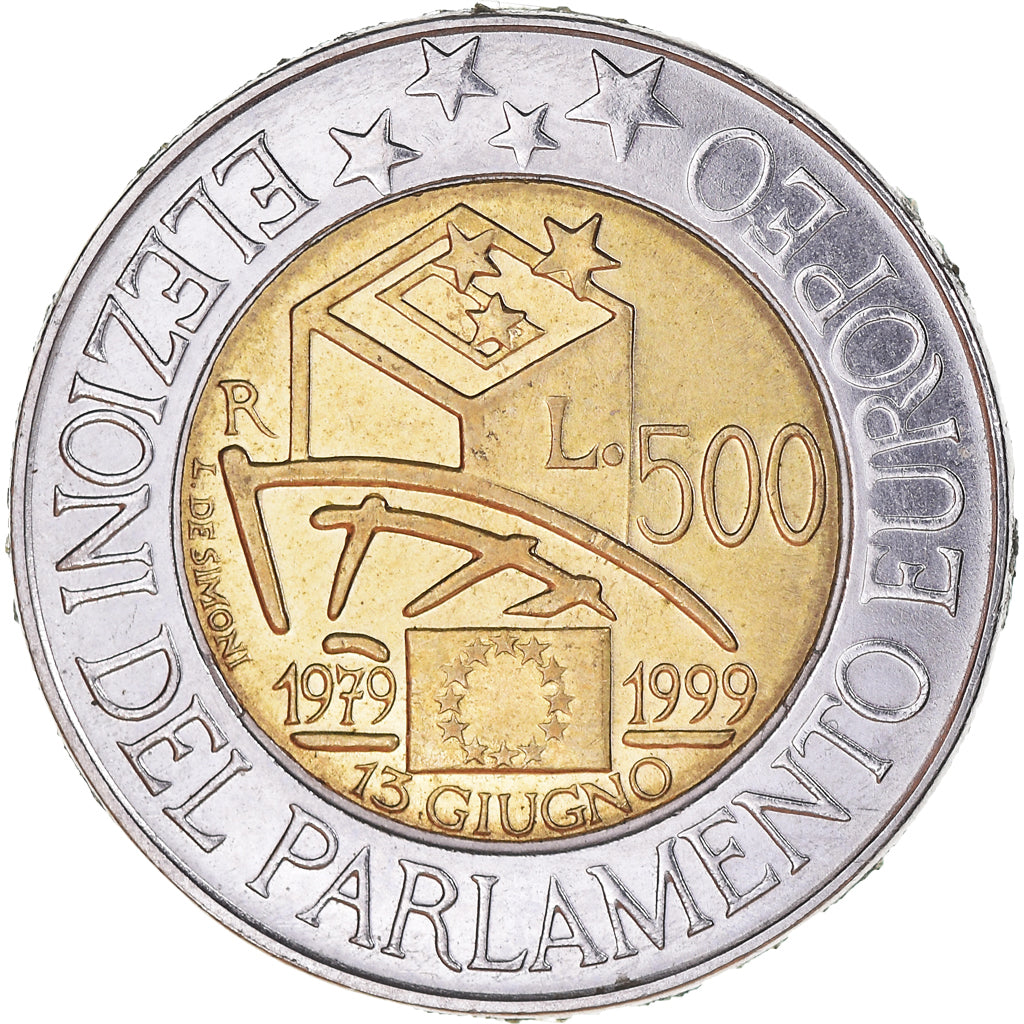 Coin, Italy, 500 Lire, 1999, Rome, EF(40-45), Bi-Metallic, KM:203