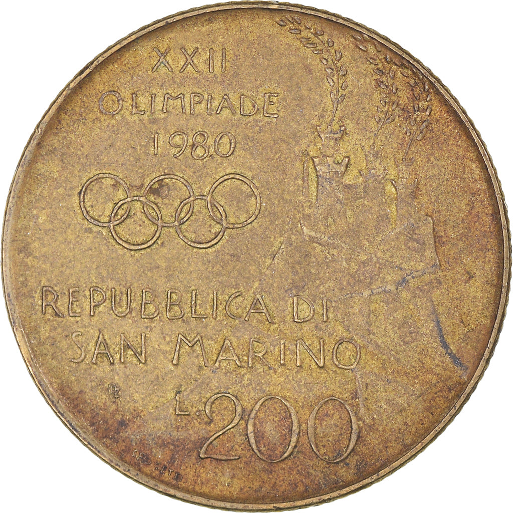 Monnaie, Saint Marin , 200 Lire, 1980, Rome, TB, Bronze-Aluminium, KM:109