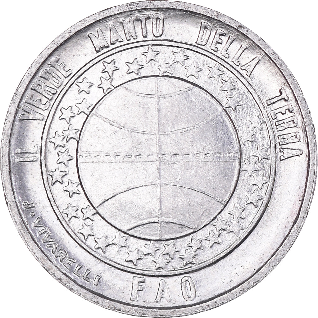 Moeda, San Marino, Lira, 1977, FAO, EF(40-45), Alumínio, KM:63