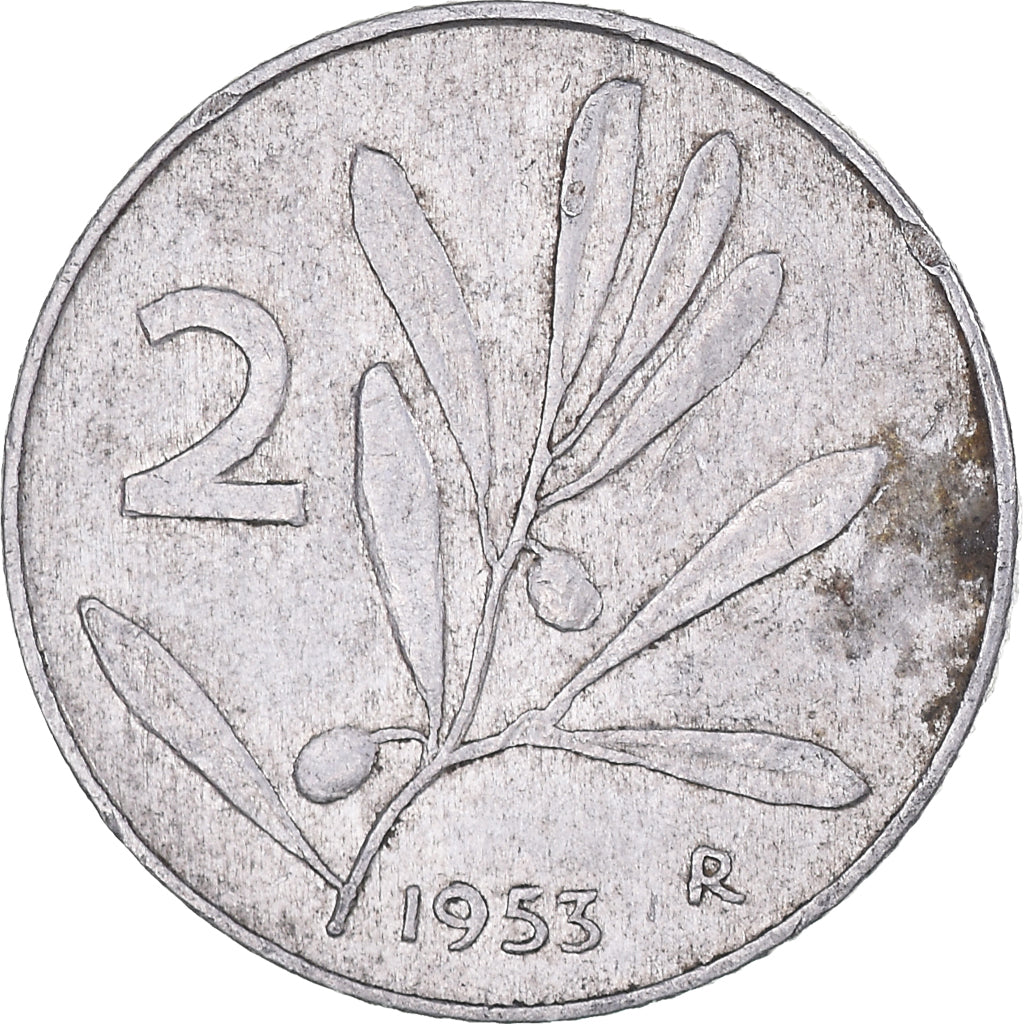 Moneta, Italia, 2 Lire, 1953, Rome, MB, Alluminio, KM:94