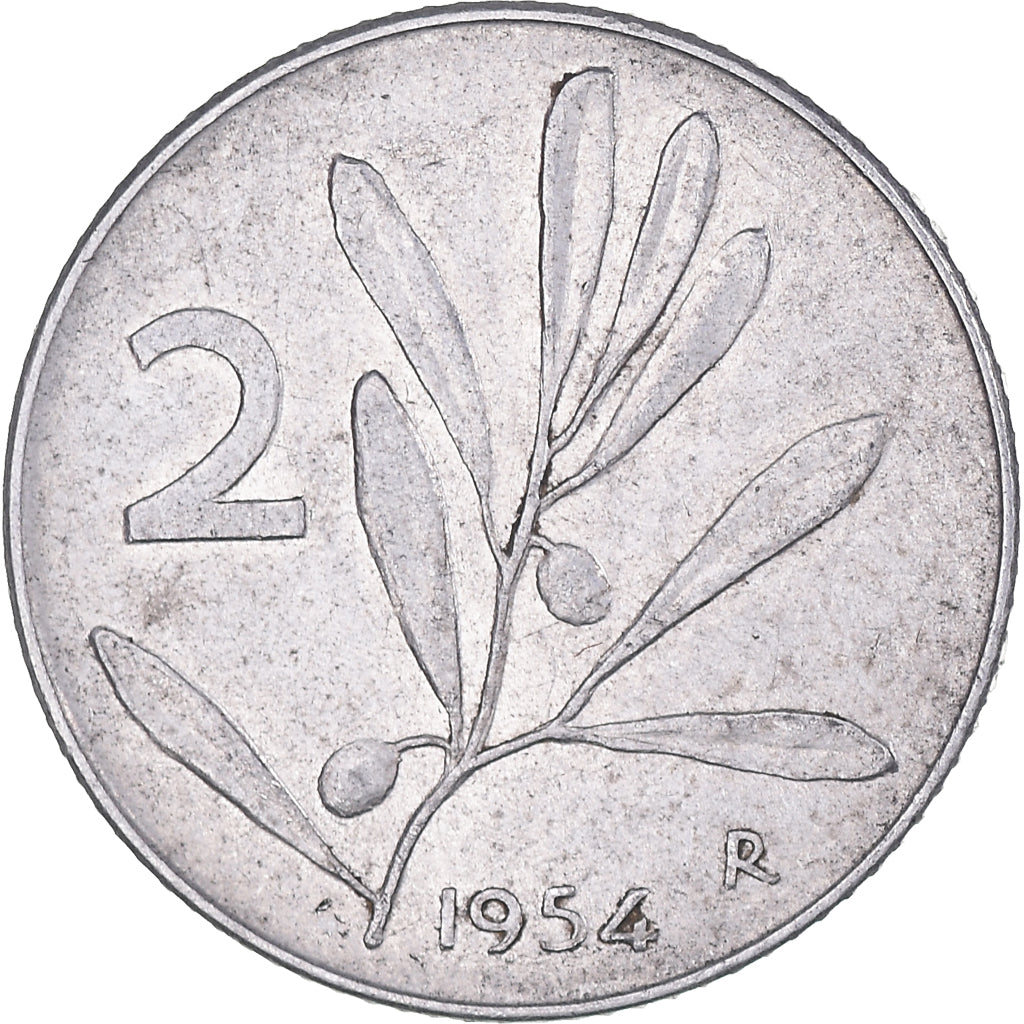 Moneta, Italia, 2 Lire, 1954, Rome, MB, Alluminio, KM:94