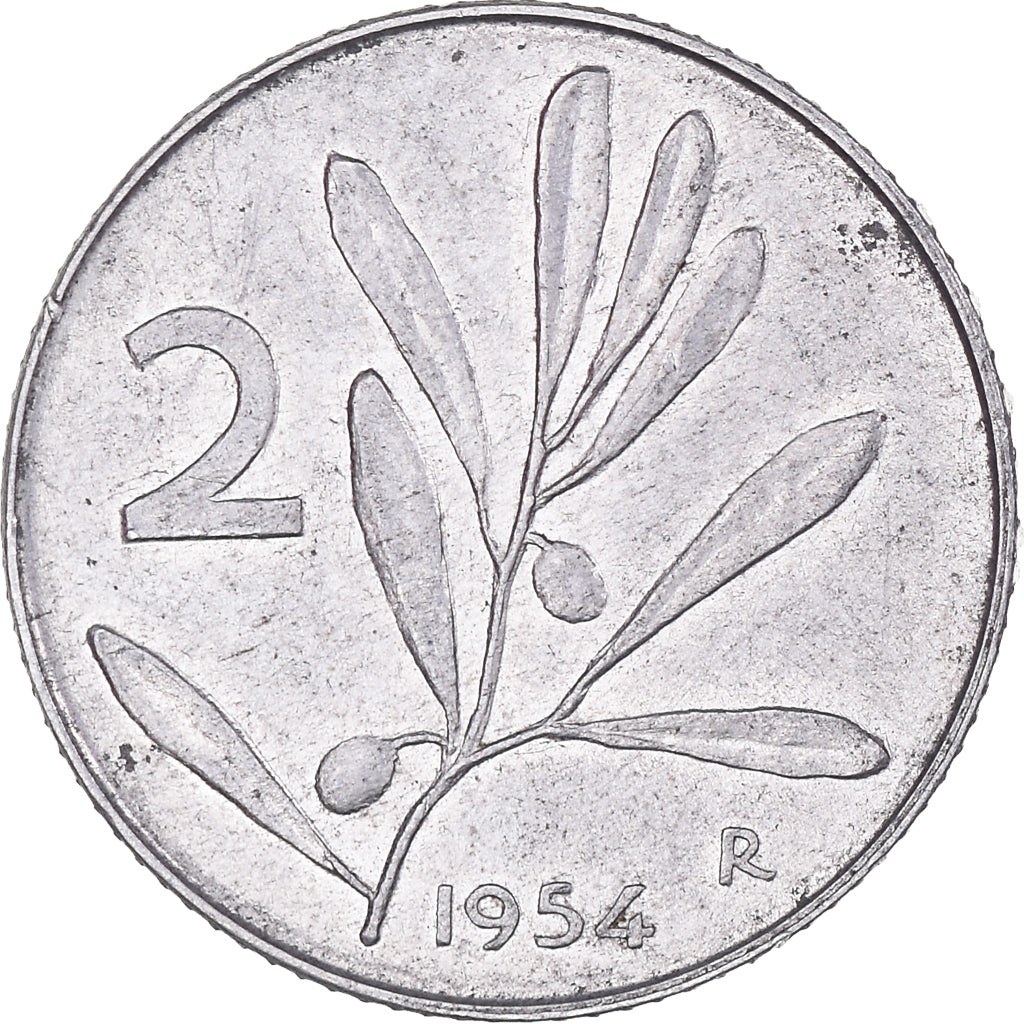 Moneta, Włochy, 2 Lire, 1954, Rome, EF(40-45), Aluminium, KM:94