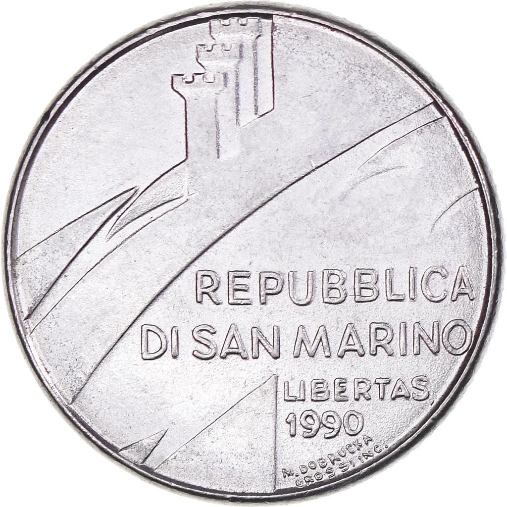 Munten, San Marino, 100 Lire, 1990, Rome, ZF+, Acier inoxydable, KM:254