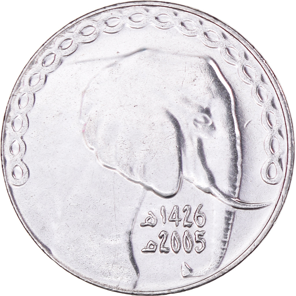 Moeda, Argélia, 5 Dinars, 2005, AU(50-53), Acier inoxydable, KM:123