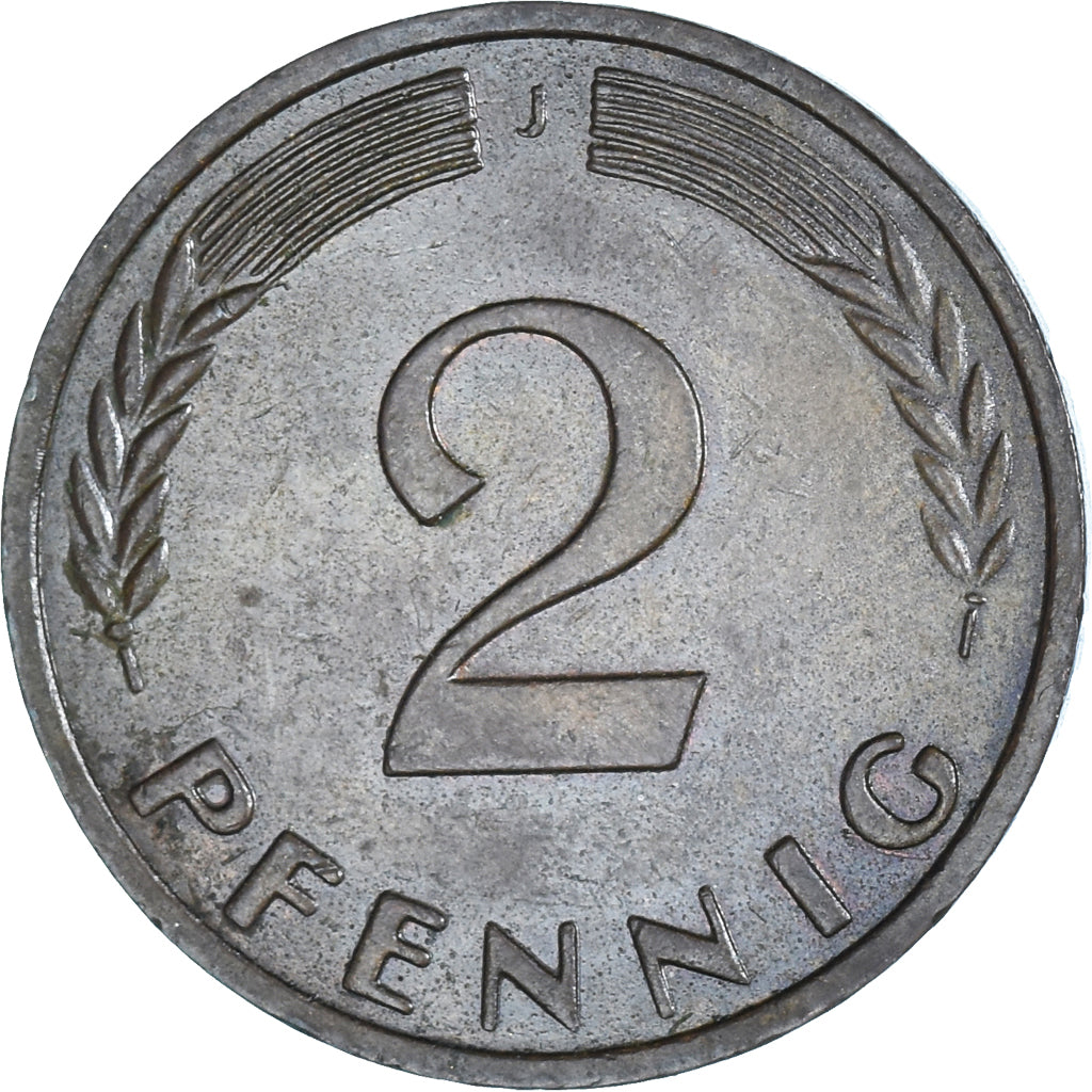 Moneta, Niemcy - RFN, 2 Pfennig, 1967, Hambourg, EF(40-45), Brązowy, KM:106