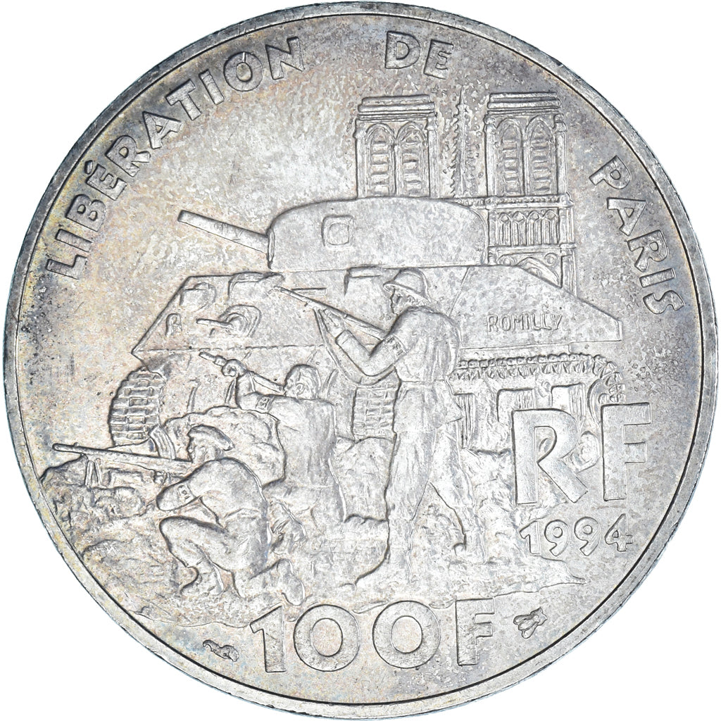 Coin, France, Libération de Paris, 100 Francs, 1994, AU(55-58), Silver