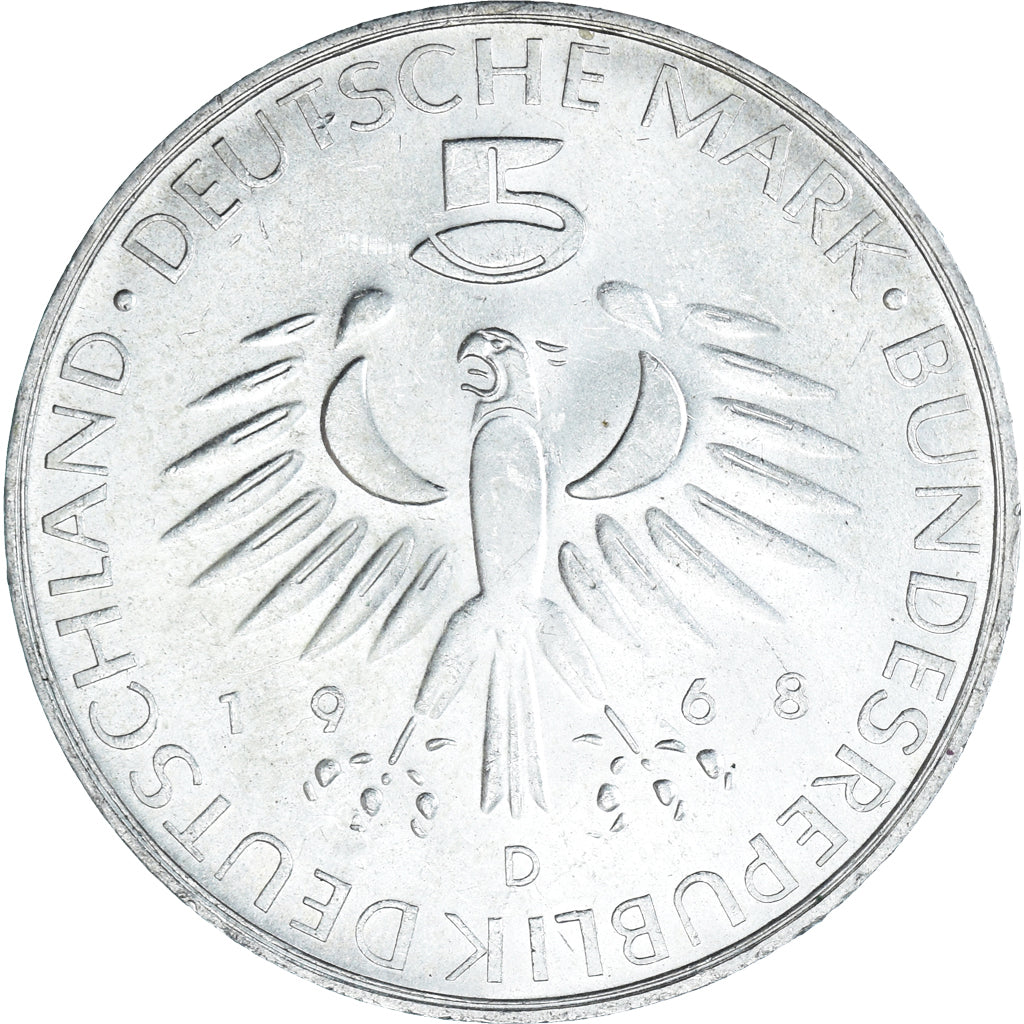 Coin, GERMANY - FEDERAL REPUBLIC, 5 Mark, 1968, Munich, Germany, 150th